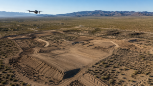 land mapping drones documenting desert grade changes and earthwork progress on a Pahrump Nevada property